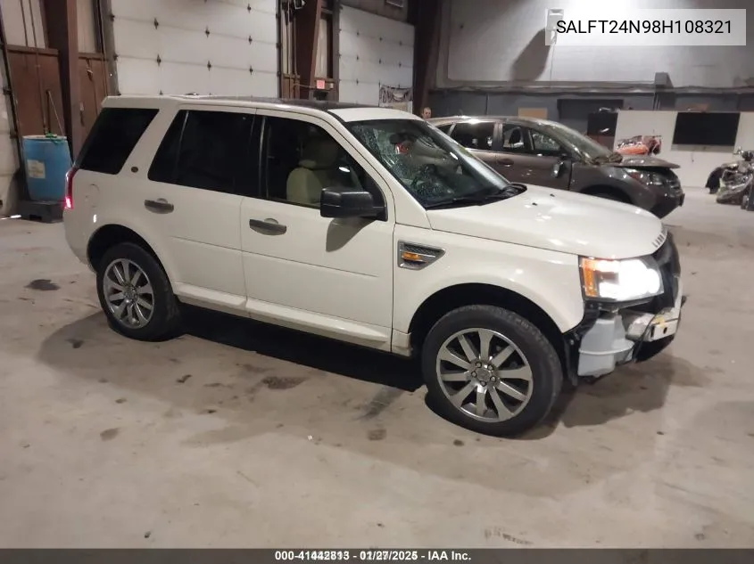 2008 Land Rover Lr2 Hse VIN: SALFT24N98H108321 Lot: 41442813