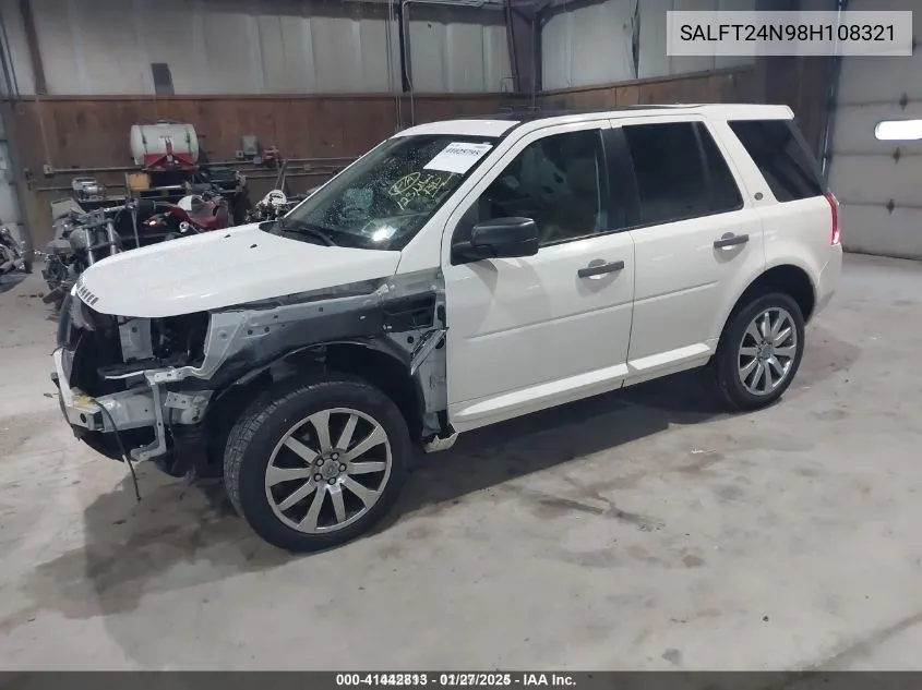 2008 Land Rover Lr2 Hse VIN: SALFT24N98H108321 Lot: 41442813