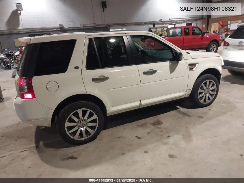 2008 Land Rover Lr2 Hse VIN: SALFT24N98H108321 Lot: 41442813