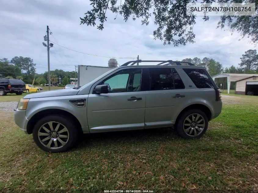 2008 Land Rover Lr2 Hse VIN: SALFT24N78H108754 Lot: 42234738