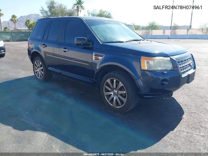 2008 Land Rover Lr2 Hse VIN: SALFR24N78H074961 Lot: 42620879