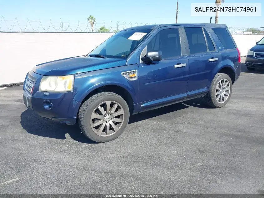 2008 Land Rover Lr2 Hse VIN: SALFR24N78H074961 Lot: 42620879
