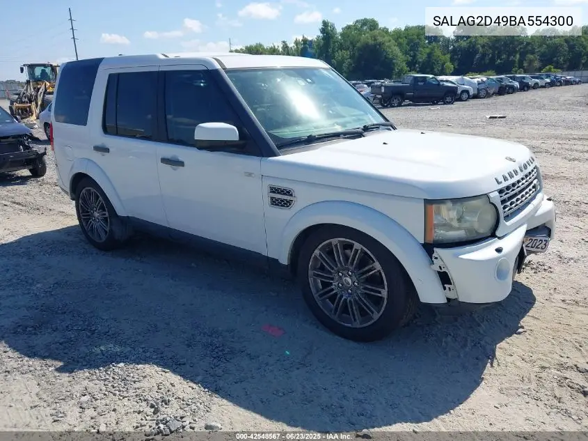 2011 Land Rover Lr4 VIN: SALAG2D49BA554300 Lot: 42548567