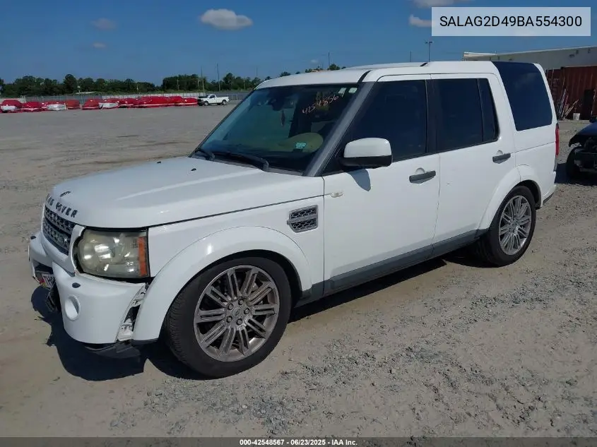 2011 Land Rover Lr4 VIN: SALAG2D49BA554300 Lot: 42548567