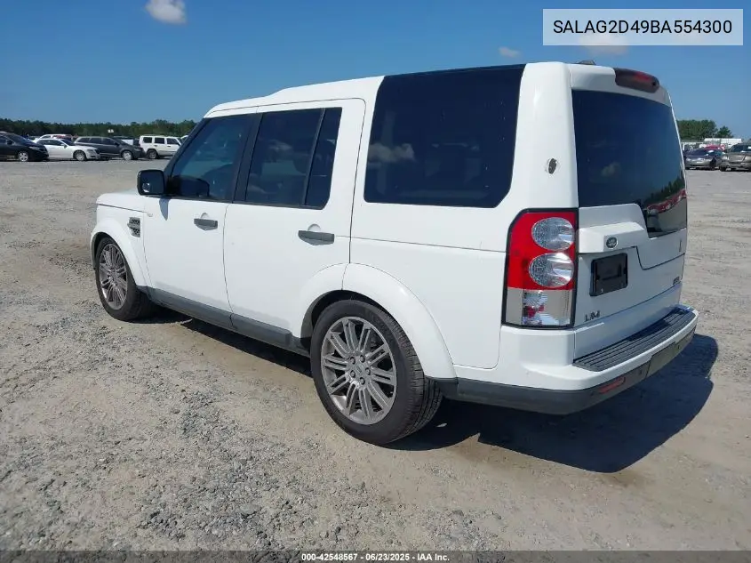 2011 Land Rover Lr4 VIN: SALAG2D49BA554300 Lot: 42548567