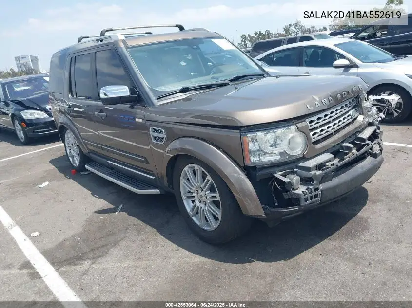 2011 Land Rover Lr4 VIN: SALAK2D41BA552619 Lot: 42553064