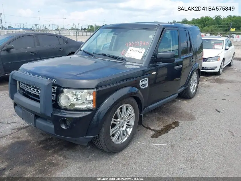 2011 Land Rover Lr4 VIN: SALAK2D41BA575849 Lot: 42612340