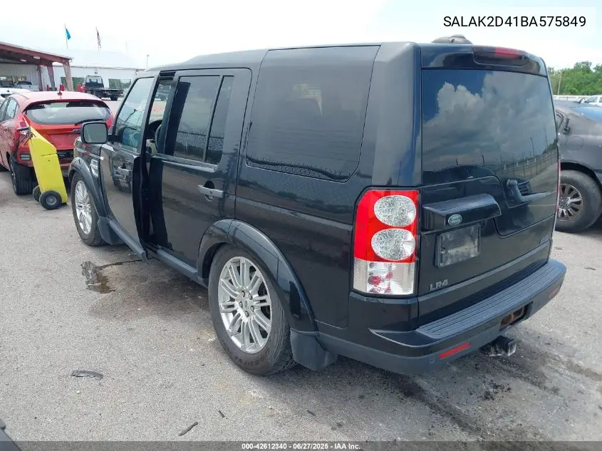2011 Land Rover Lr4 VIN: SALAK2D41BA575849 Lot: 42612340