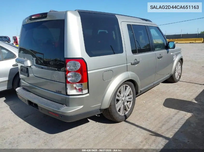 2012 Land Rover Lr4 VIN: SALAG2D44CA651163 Lot: 42619425