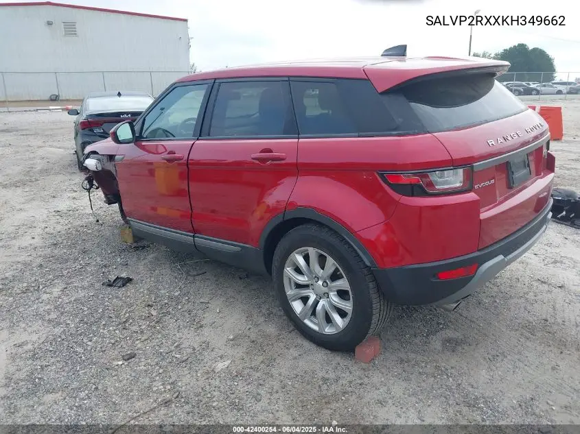 2019 Land Rover Range Rover Evoque Se/Se Premium VIN: SALVP2RXXKH349662 Lot: 42400254