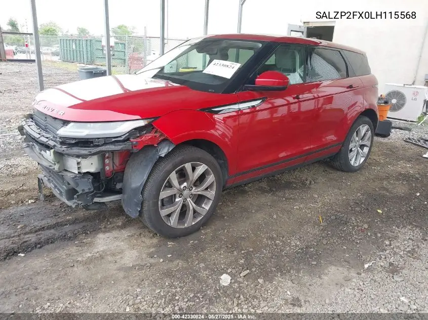 2020 Land Rover Range Rover Evoque Se VIN: SALZP2FX0LH115568 Lot: 42330824