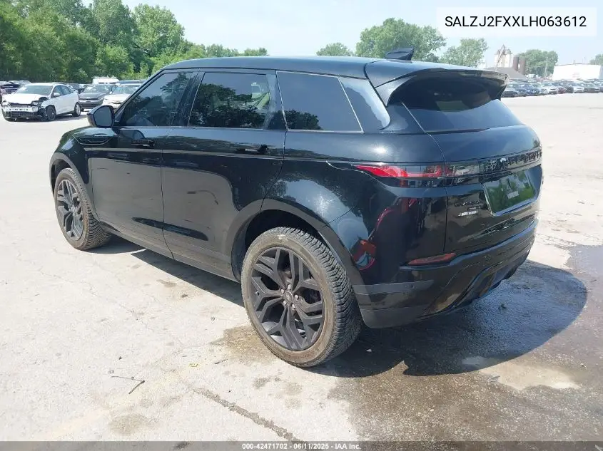 2020 Land Rover Range Rover Evoque S VIN: SALZJ2FXXLH063612 Lot: 42471702