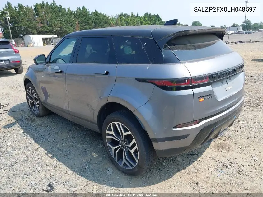 2020 Land Rover Range Rover Evoque Se VIN: SALZP2FX0LH048597 Lot: 42476640