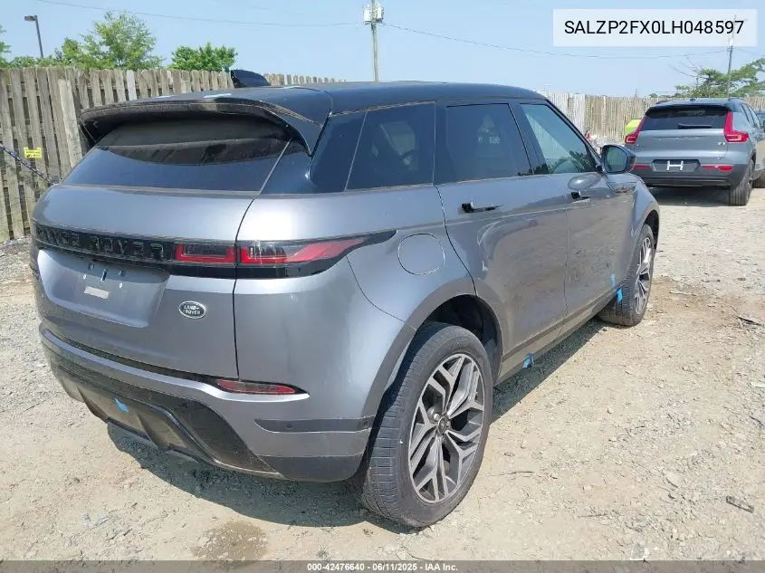 2020 Land Rover Range Rover Evoque Se VIN: SALZP2FX0LH048597 Lot: 42476640