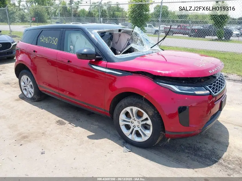 2020 Land Rover Range Rover Evoque S VIN: SALZJ2FX6LH019316 Lot: 42487350
