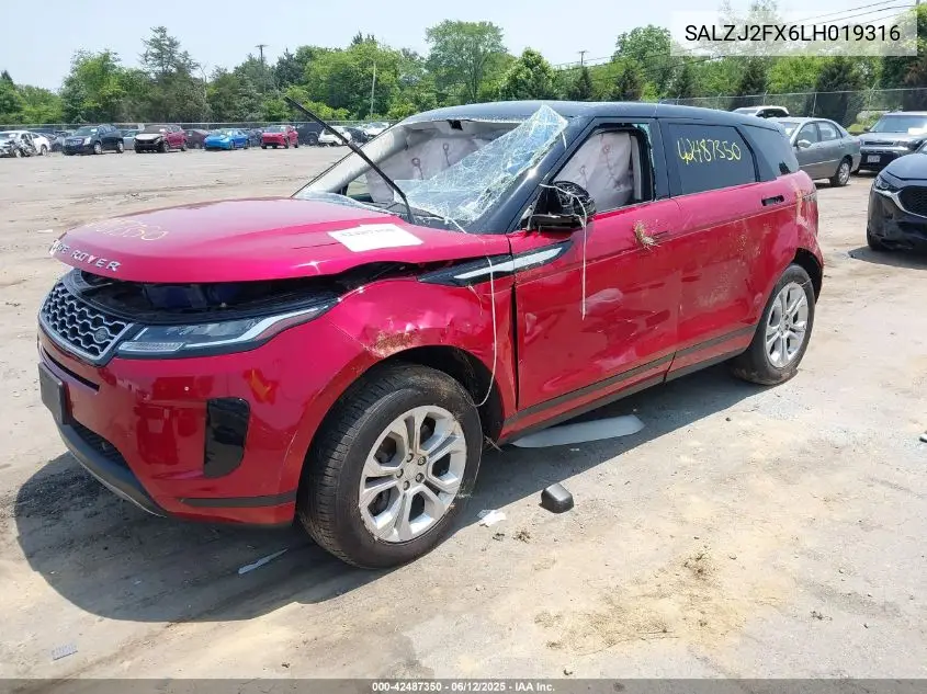 2020 Land Rover Range Rover Evoque S VIN: SALZJ2FX6LH019316 Lot: 42487350