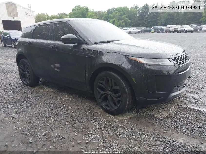 2020 Land Rover Range Rover Evoque Se VIN: SALZP2FXXLH074981 Lot: 42597818
