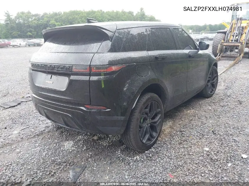 2020 Land Rover Range Rover Evoque Se VIN: SALZP2FXXLH074981 Lot: 42597818