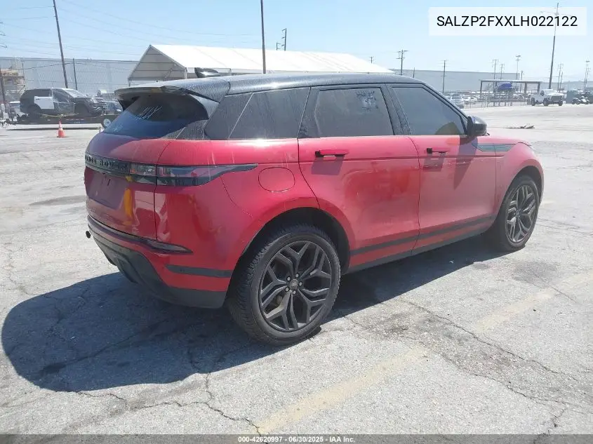2020 Land Rover Range Rover Evoque Se VIN: SALZP2FXXLH022122 Lot: 42620997