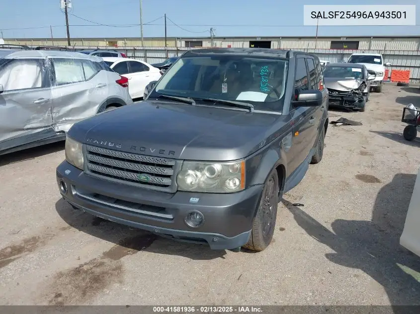 2006 Land Rover Range Rover Sport Hse VIN: SALSF25496A943501 Lot: 41581936