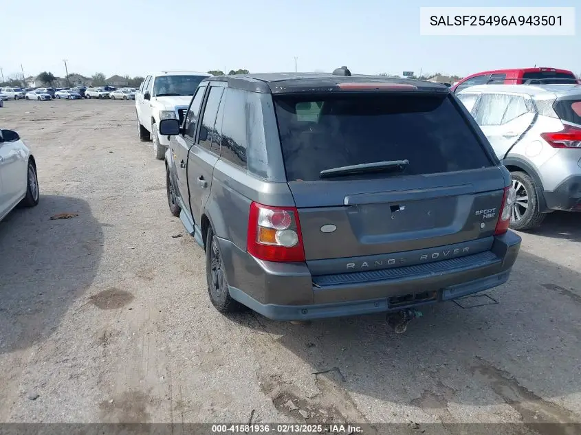 2006 Land Rover Range Rover Sport Hse VIN: SALSF25496A943501 Lot: 41581936