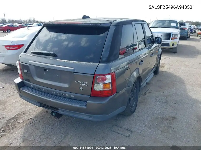 2006 Land Rover Range Rover Sport Hse VIN: SALSF25496A943501 Lot: 41581936