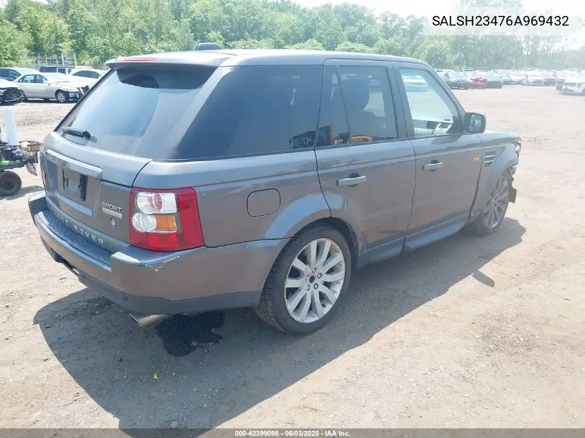 2006 Land Rover Range Rover Sport Supercharged VIN: SALSH23476A969432 Lot: 42399098