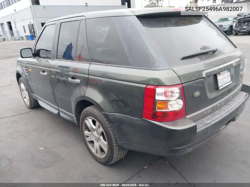 2006 Land Rover Range Rover Sport Hse VIN: SALSF25496A982007 Lot: 42416026