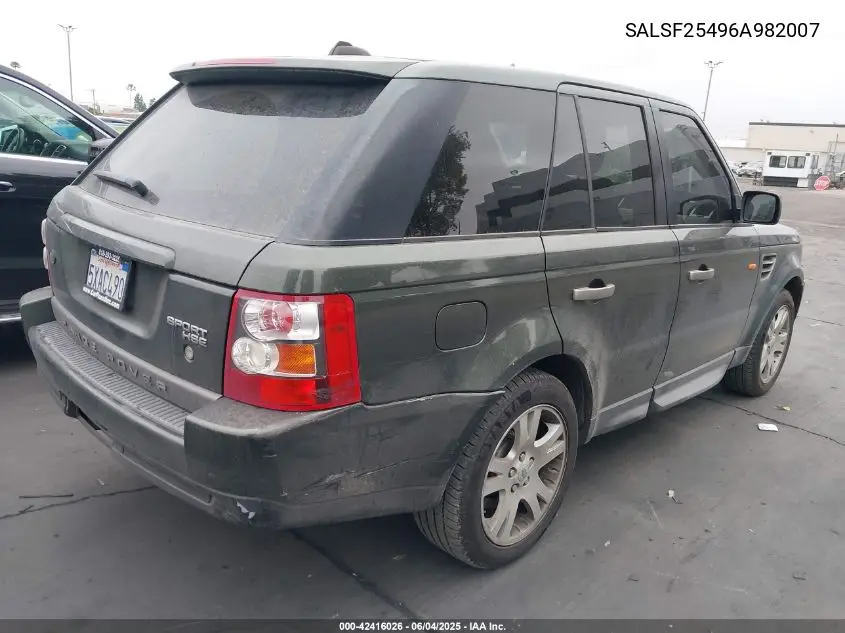 2006 Land Rover Range Rover Sport Hse VIN: SALSF25496A982007 Lot: 42416026