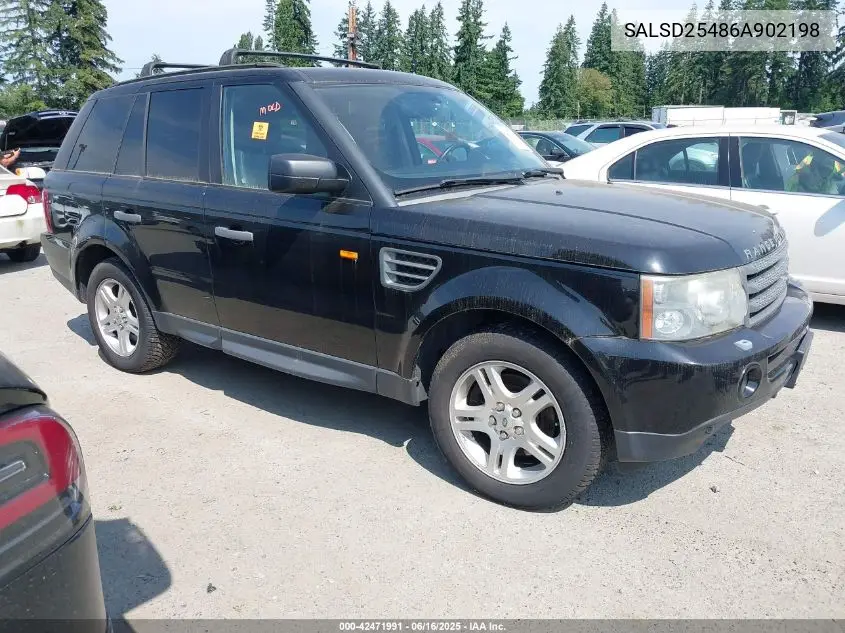 2006 Land Rover Range Rover Sport Hse VIN: SALSD25486A902198 Lot: 42471991