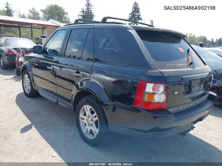 2006 Land Rover Range Rover Sport Hse VIN: SALSD25486A902198 Lot: 42471991