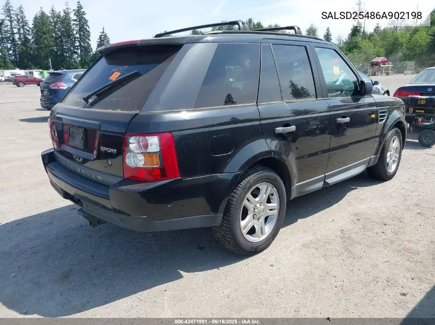 2006 Land Rover Range Rover Sport Hse VIN: SALSD25486A902198 Lot: 42471991