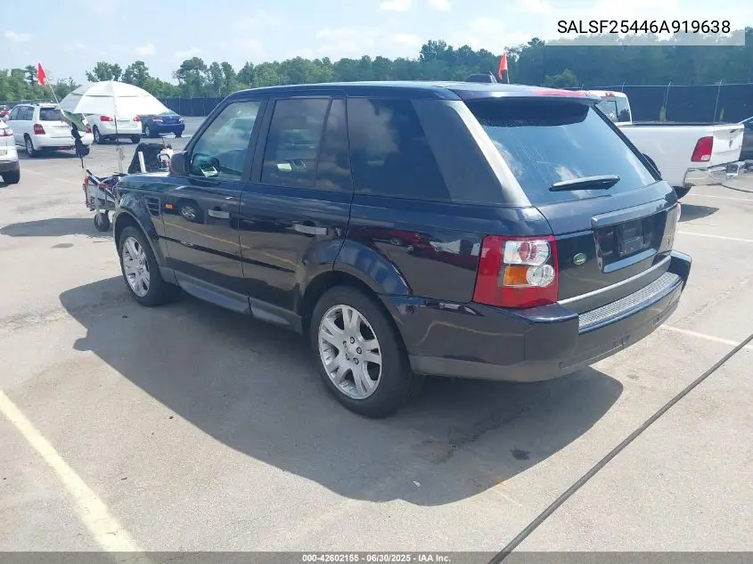 2006 Land Rover Range Rover Sport Hse VIN: SALSF25446A919638 Lot: 42602155