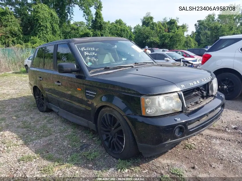 2006 Land Rover Range Rover Sport Supercharged VIN: SALSH23406A958708 Lot: 42621462