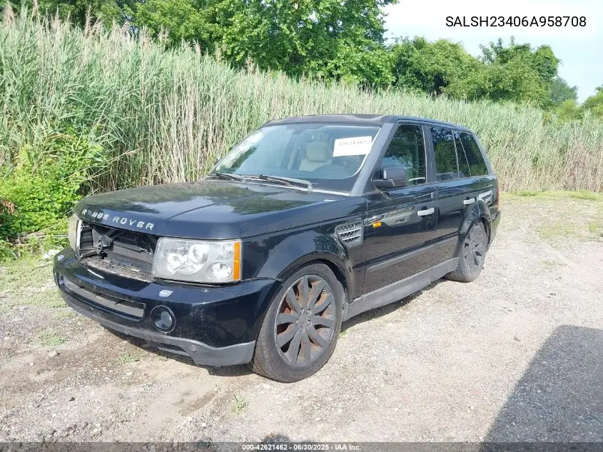 2006 Land Rover Range Rover Sport Supercharged VIN: SALSH23406A958708 Lot: 42621462