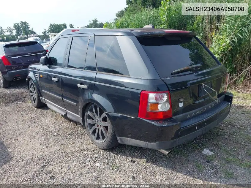 2006 Land Rover Range Rover Sport Supercharged VIN: SALSH23406A958708 Lot: 42621462