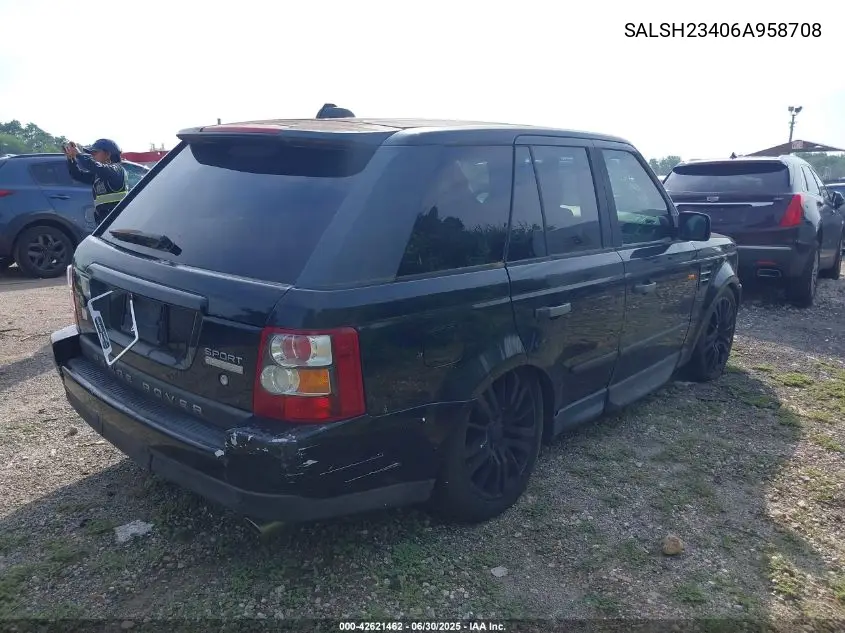 2006 Land Rover Range Rover Sport Supercharged VIN: SALSH23406A958708 Lot: 42621462