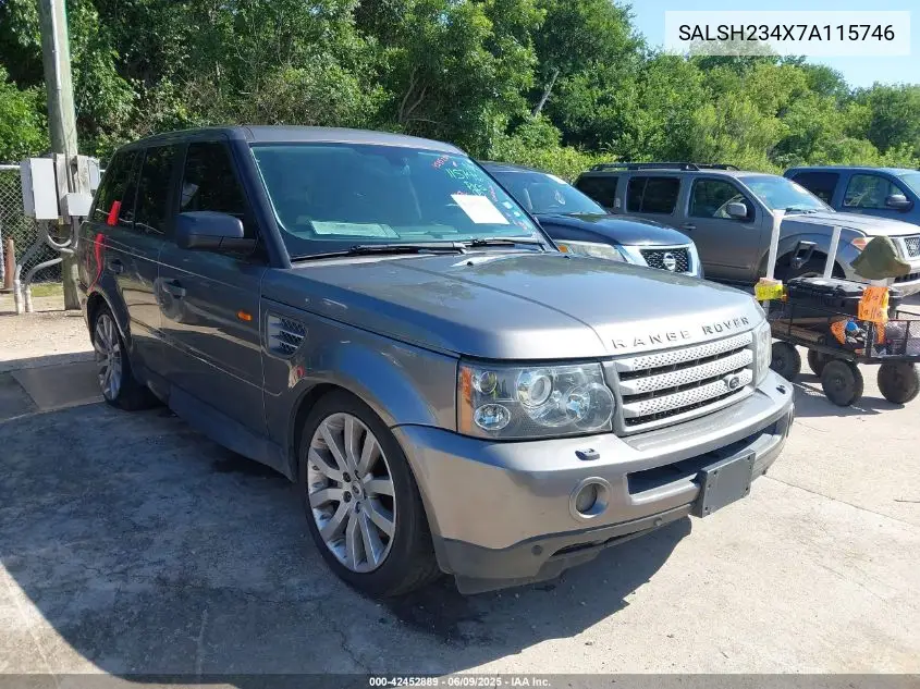 2007 Land Rover Range Rover Sport Supercharged VIN: SALSH234X7A115746 Lot: 42452889