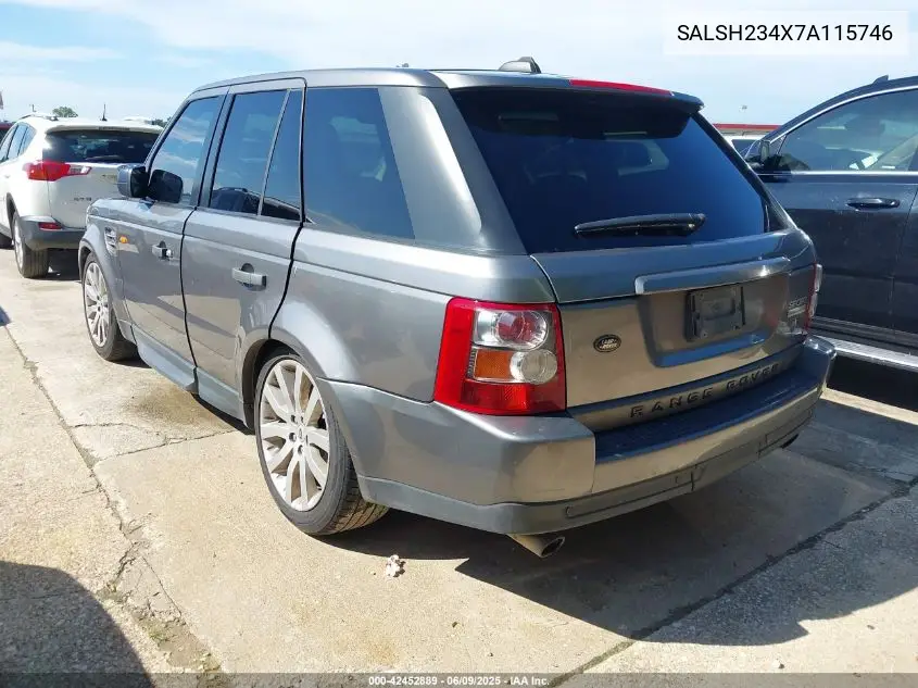 2007 Land Rover Range Rover Sport Supercharged VIN: SALSH234X7A115746 Lot: 42452889