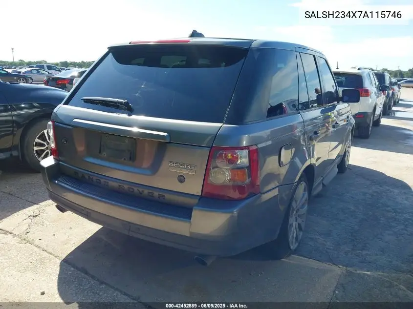 2007 Land Rover Range Rover Sport Supercharged VIN: SALSH234X7A115746 Lot: 42452889