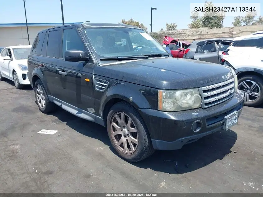 2007 Land Rover Range Rover Sport Supercharged VIN: SALSH23427A113344 Lot: 42505256