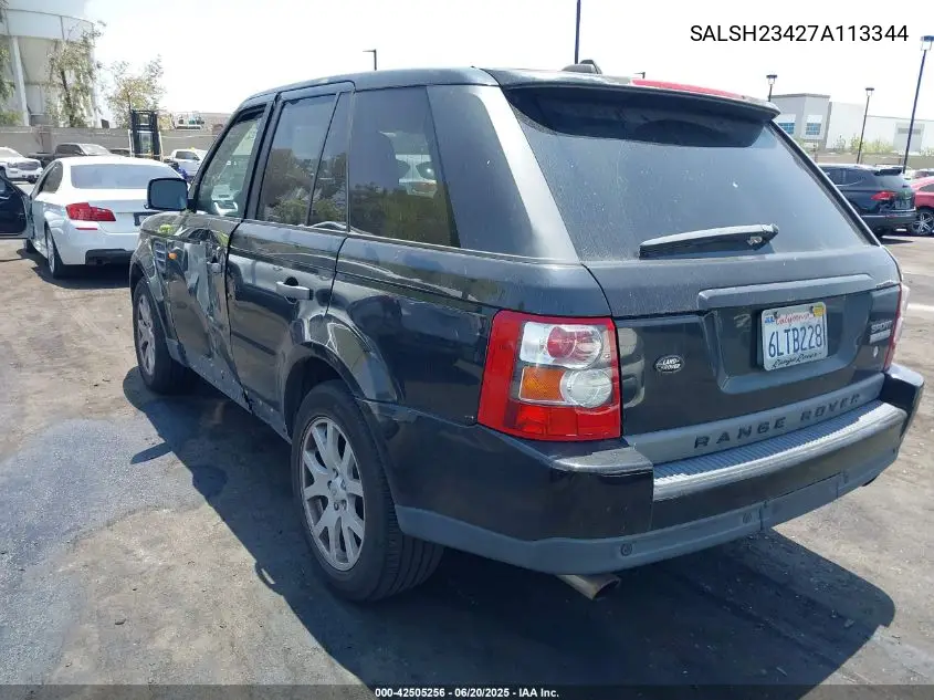2007 Land Rover Range Rover Sport Supercharged VIN: SALSH23427A113344 Lot: 42505256