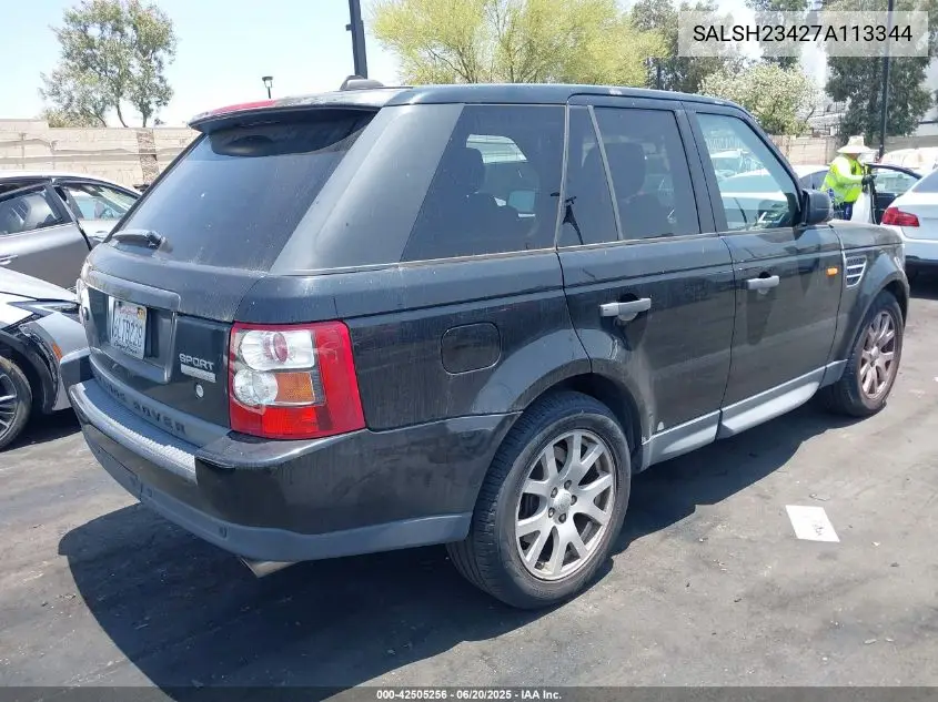 2007 Land Rover Range Rover Sport Supercharged VIN: SALSH23427A113344 Lot: 42505256