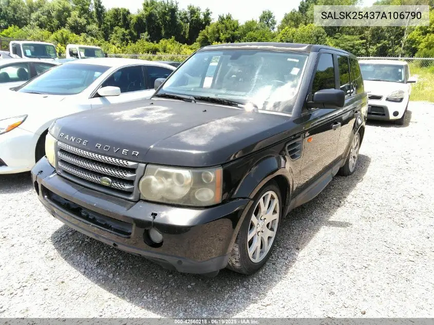 2007 Land Rover Range Rover Sport Hse VIN: SALSK25437A106790 Lot: 42560218