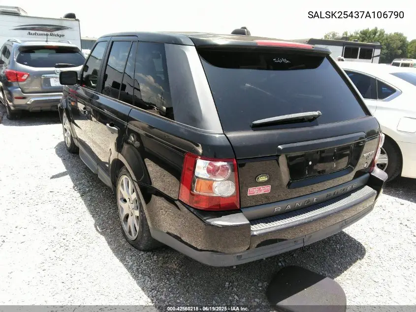2007 Land Rover Range Rover Sport Hse VIN: SALSK25437A106790 Lot: 42560218