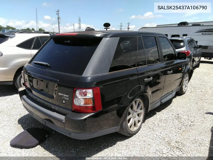 2007 Land Rover Range Rover Sport Hse VIN: SALSK25437A106790 Lot: 42560218