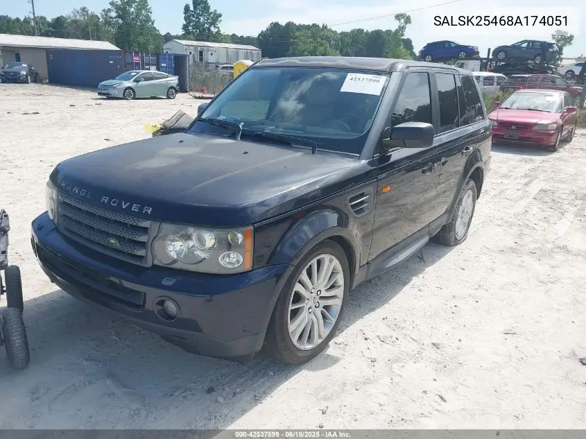 2008 Land Rover Range Rover Sport Hse VIN: SALSK25468A174051 Lot: 42537599