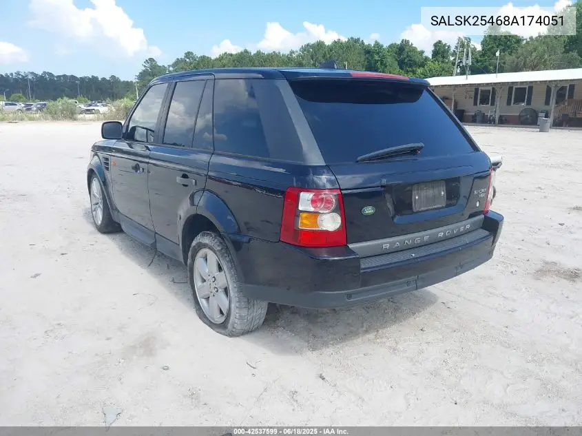 2008 Land Rover Range Rover Sport Hse VIN: SALSK25468A174051 Lot: 42537599