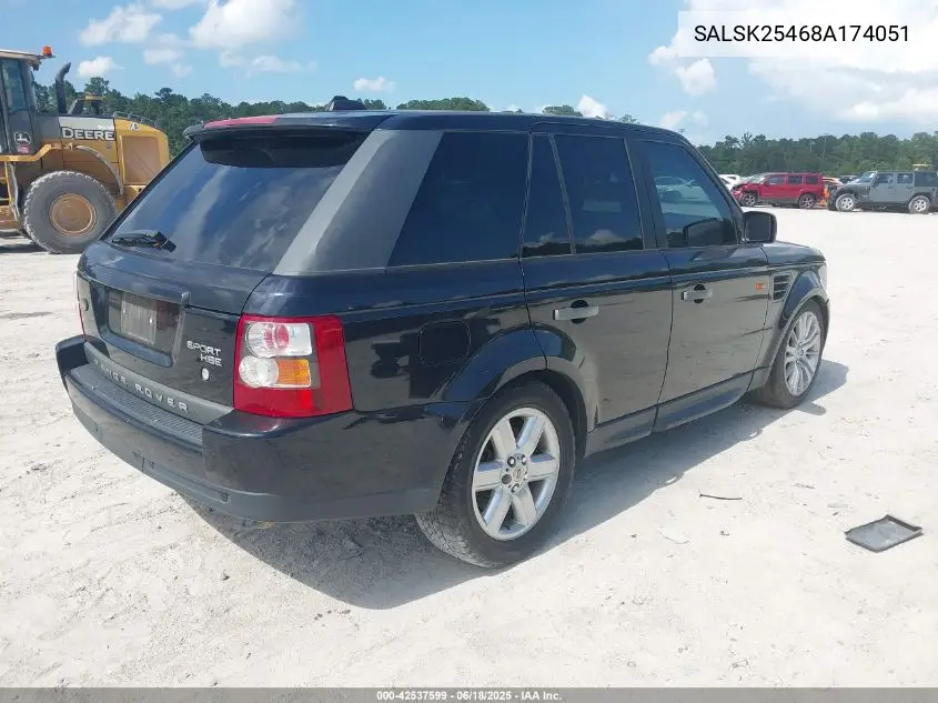 2008 Land Rover Range Rover Sport Hse VIN: SALSK25468A174051 Lot: 42537599