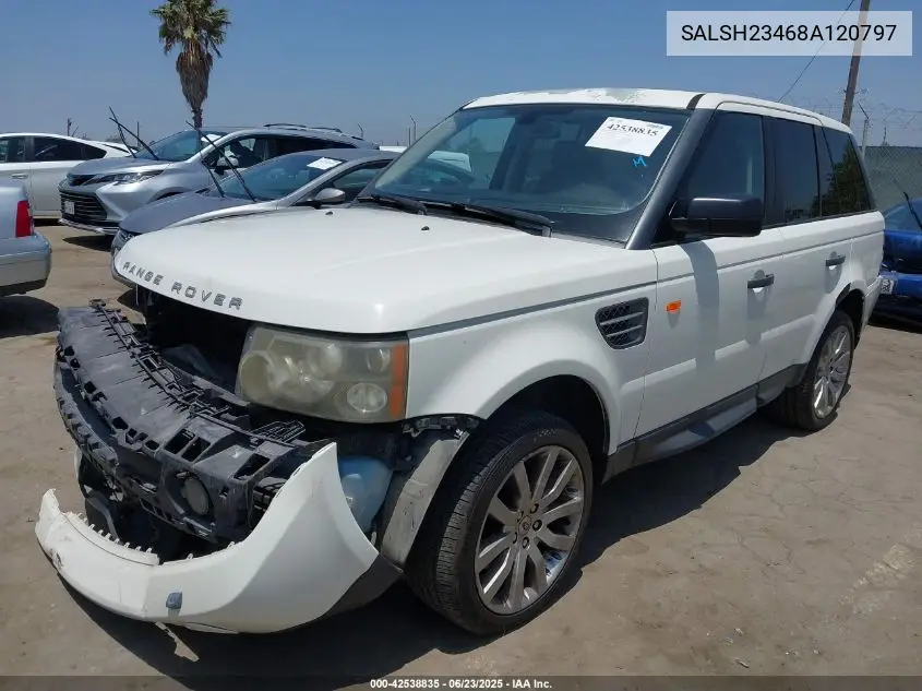 2008 Land Rover Range Rover Sport Supercharged VIN: SALSH23468A120797 Lot: 42538835